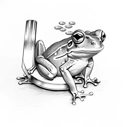 small frog stretching its  left hand upwards to lift a barbell rattle tattoo design idea