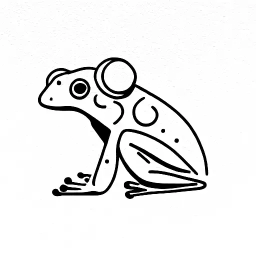 small frog stretching its  left hand upwards to lift a barbell rattle tattoo design idea