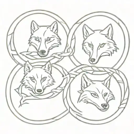 three wolfs in celtic knot intertwined tattoo design idea