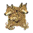 three wolfs in celtic knot intertwined tattoo design idea
