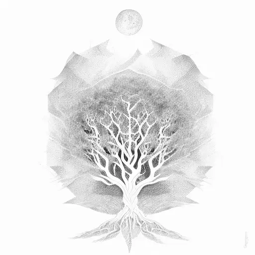 Life tree biology tattoo design idea