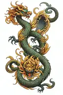 feminine chinese dragon and phoenix rising tattoo design idea