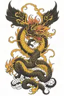 feminine chinese dragon and phoenix rising tattoo design idea