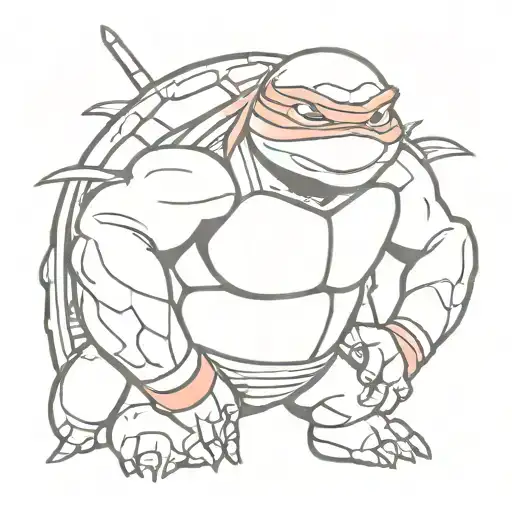 teenage mutant ninja turtle Raphael intimidating pose tattoo design idea