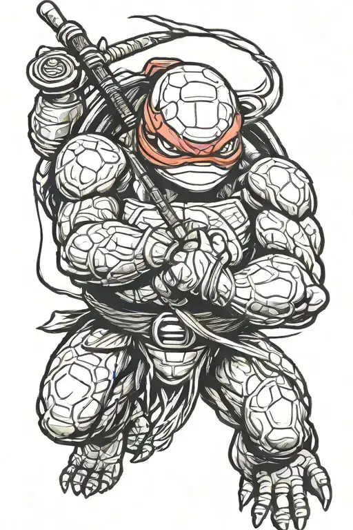 Teenage mutant ninja turtle Raphael intimidating pose tattoo design idea