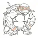 teenage mutant ninja turtle Raphael intimidating pose tattoo design idea