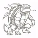 teenage mutant ninja turtle Raphael intimidating pose tattoo design idea
