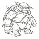 teenage mutant ninja turtle Raphael intimidating pose tattoo design idea