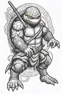 Teenage mutant ninja turtle Raphael intimidating pose tattoo design idea
