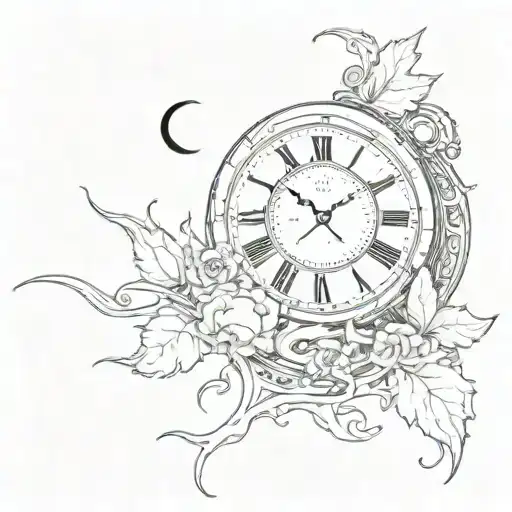 trust the process in clock wise with 11:11 time  with moon   tattoo design idea