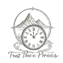 trust the process written in clock wise with 11:11 time  with moon   tattoo design idea