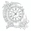 trust the process written in clock wise with 11:11 time  with moon   tattoo design idea