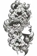 loyally out values ​​everything with shades behind filling like clouds or flames with a girl's eye tattoo design idea