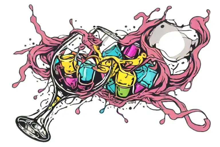 Broken wine glass tattoo design idea