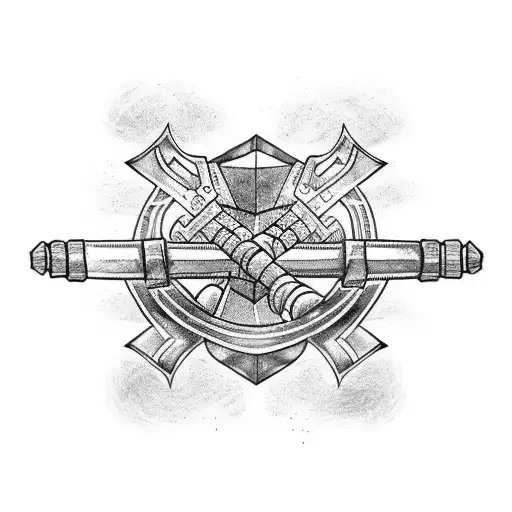 Dumbbell intertwined with a sword tattoo design idea