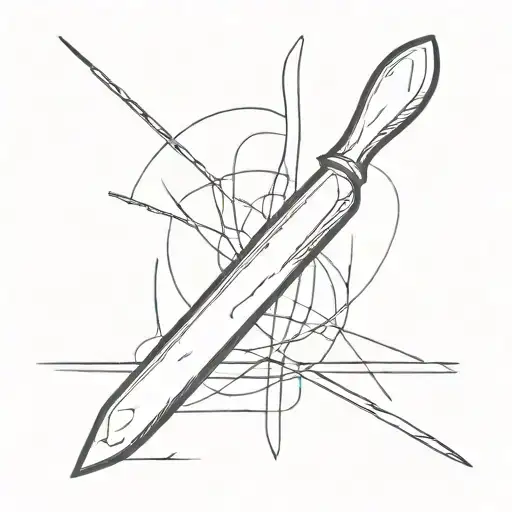 drumsticks knife tattoo design idea