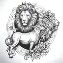chest tattoo. mix design of leo, virgo and aries zodiac sign. tattoo design idea