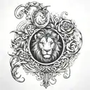 chest tattoo. mix design of leo, virgo and aries zodiac sign. tattoo design idea