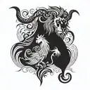 chest tattoo. mix design of leo, virgo and aries zodiac sign. tribal style tattoo design idea