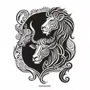 chest tattoo. mix design of leo, virgo and aries zodiac sign. tribal style tattoo design idea