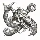 trident with eel wrapped tattoo design idea