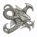trident with eel wrapped tattoo design idea