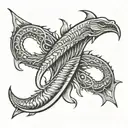 trident with eel wrapped tattoo design idea
