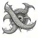 trident with eel wrapped tattoo design idea