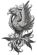 phoenix rising from the ashes in the languages ​​of the name tattoo design idea