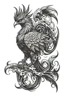 phoenix rising from the ashes in the languages ​​of the name tattoo design idea