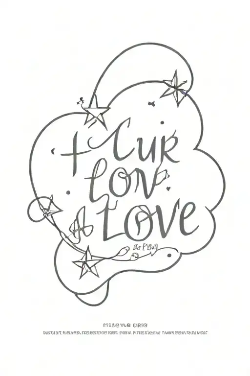 text Our love is like a cloud It shines like an eternal star tattoo design idea