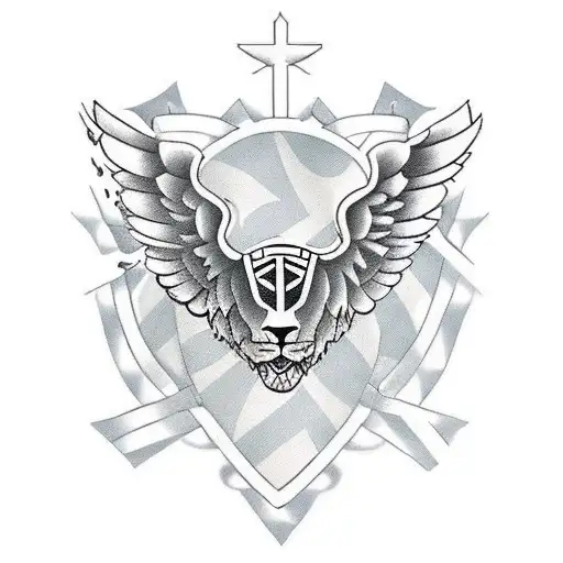 wings , lion greek meander, chess piec tattoo design idea