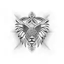 wings , lion greek meander, chess piec tattoo design idea
