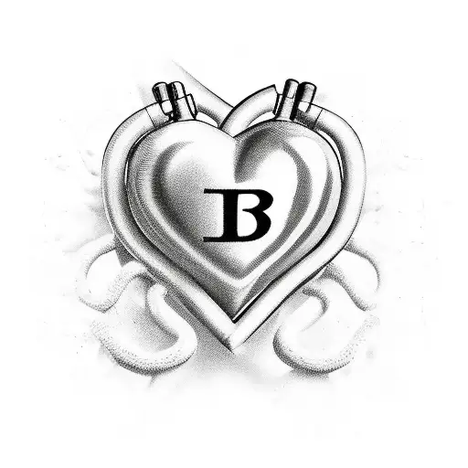 heart with tb initials inside tattoo design idea