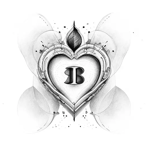heart with tb initials inside tattoo design idea