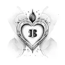heart with tb initials inside tattoo design idea