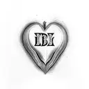 heart with tb initials inside tattoo design idea