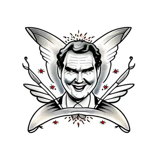 moth with norm macdonald face  tattoo design idea