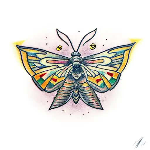 moth with norm macdonald face  tattoo design idea