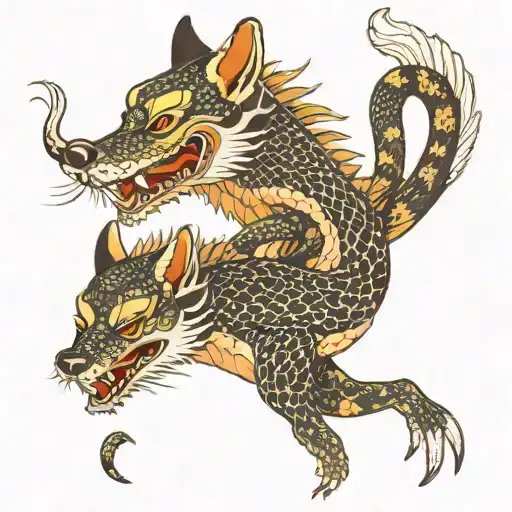 jackal and snake tattoo design idea