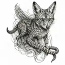 jackal with a snake tattoo design idea