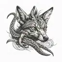 jackal with a snake tattoo design idea