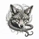 jackal with a snake tattoo design idea
