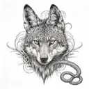 jackal with a snake tattoo design idea