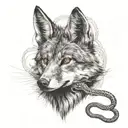 jackal with a snake tattoo design idea