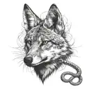 jackal with a snake tattoo design idea