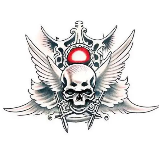 Skulls, demons, angels, death, grim tattoo design idea