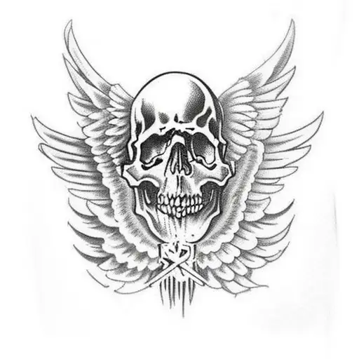 Skulls, wings, demons, angels, death, grim tattoo design idea