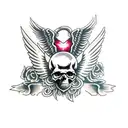 Skulls, wings, demons, angels, death, grim tattoo design idea