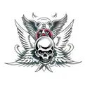 Skulls, wings, demons, angels, death, grim tattoo design idea